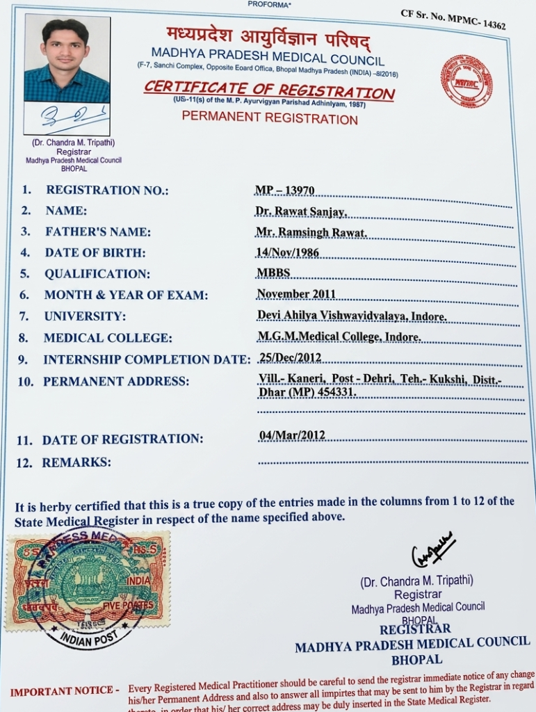 medical registration certificate